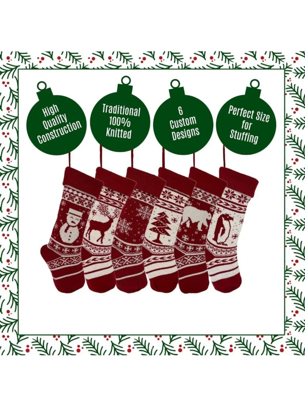 Cozy Red & White Knit Christmas Stockings | Custom Holiday Décor | Farmhouse